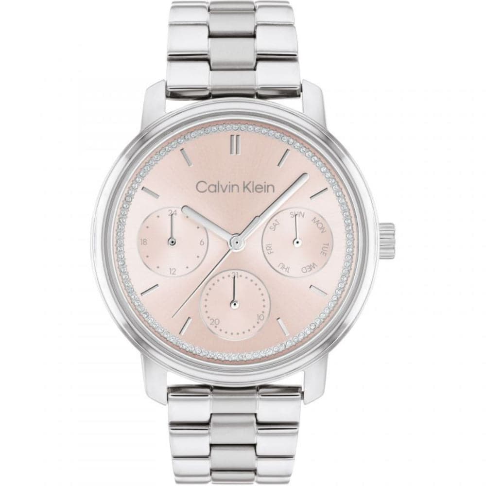 Calvin Klein Chronograph Pink Dial Silver Stainless Steel Strap Women Watch 25200176