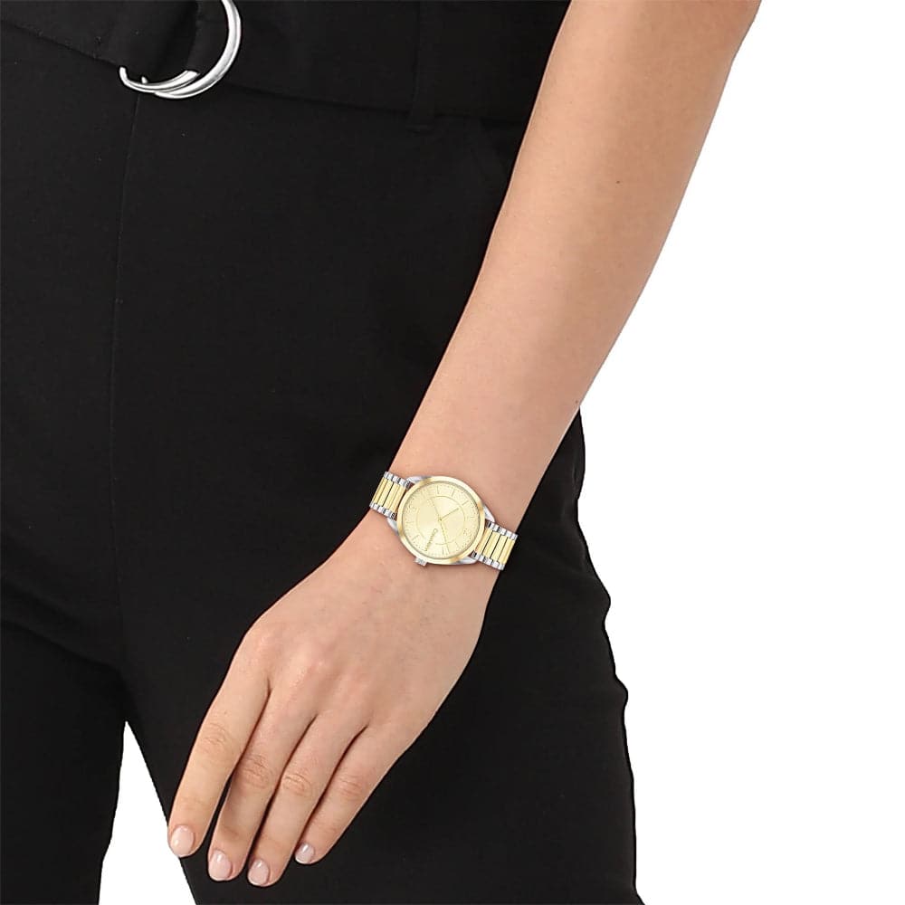 Calvin Klein Gold Dial Two-Tone Stainless Steel Strap Women Watch 25200192
