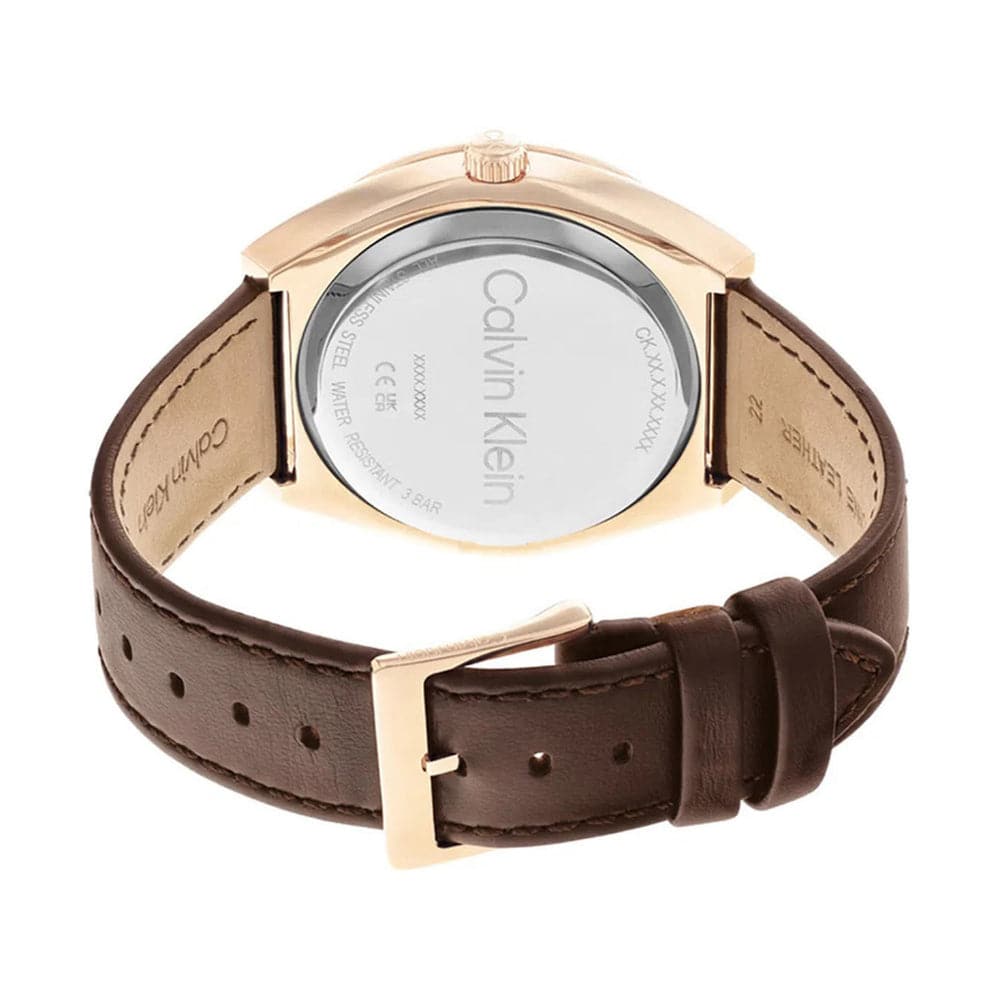 Calvin Klein Green Dial Brown Leather Strap Men Watch 25200202