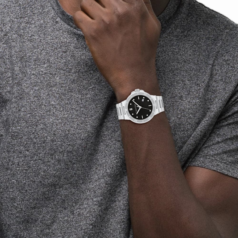 Calvin Klein Black Dial Silver Stainless Steel Strap Men Watch 25200203