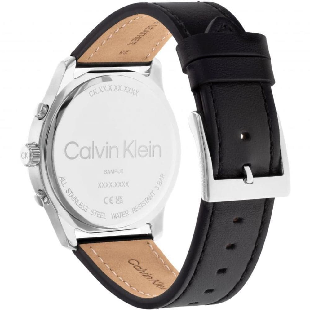 Calvin Klein Chronograph Black Dial Leather Strap Men Watch 25200211