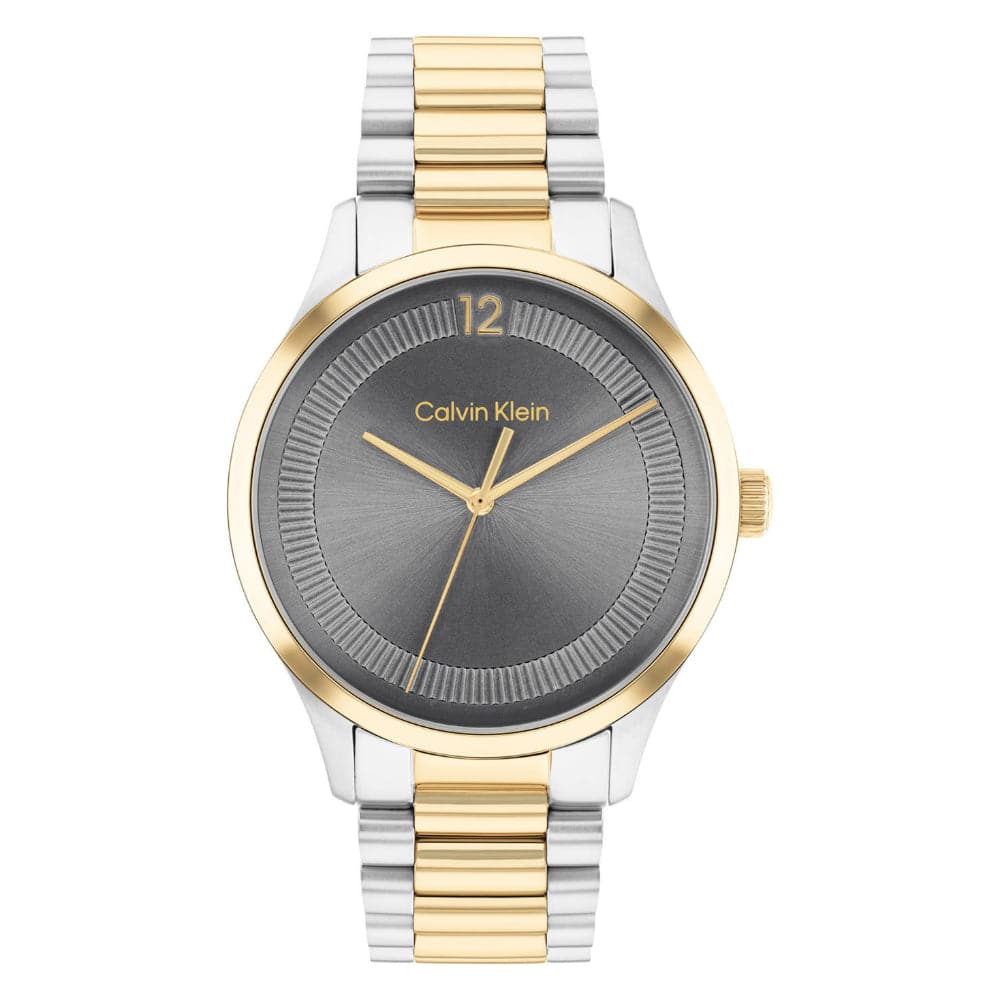 Calvin Klein Gray Dial Two-Tone Stainless Steel Strap Unisex Watch 25200226