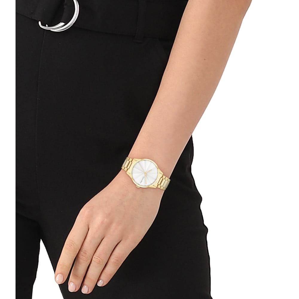 Calvin Klein Silver Dial Gold Stainless Steel Strap Women Watch 25200232