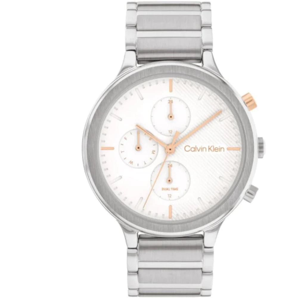 Calvin Klein White Dial Silver Stainless Steel Strap Unisex Watch 25200238