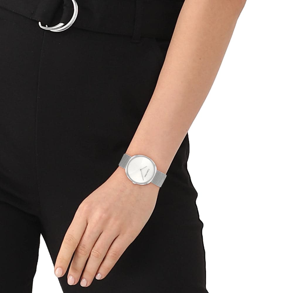 Calvin Klein White Dial Silver Milanese Strap Women Watch 25200245