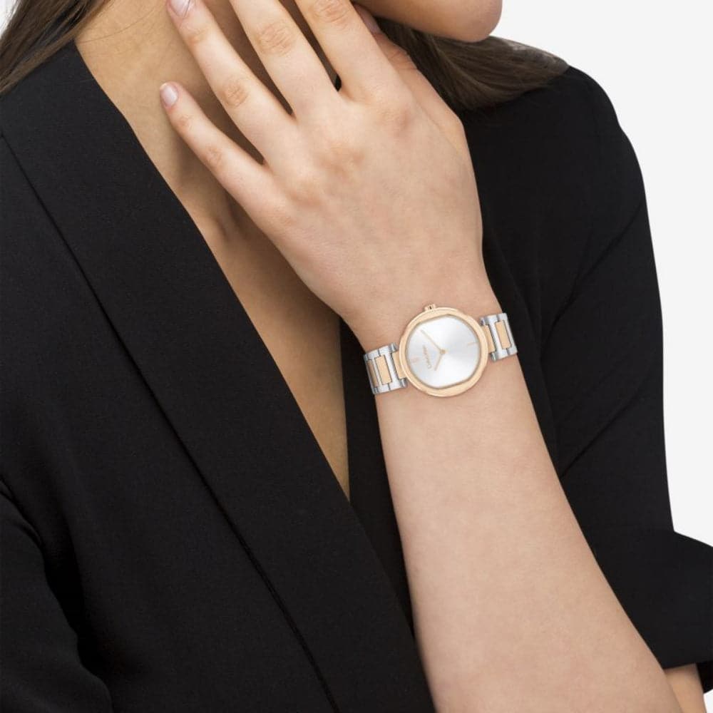 Calvin Klein White Dial Two-Tone Stainless Steel Strap Women Watch 25200251