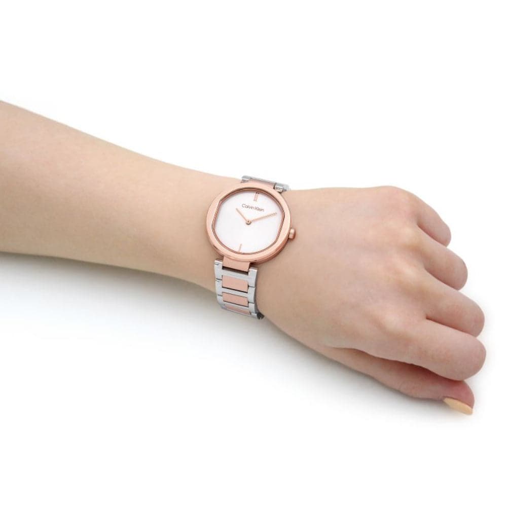 Calvin Klein White Dial Two-Tone Stainless Steel Strap Women Watch 25200251