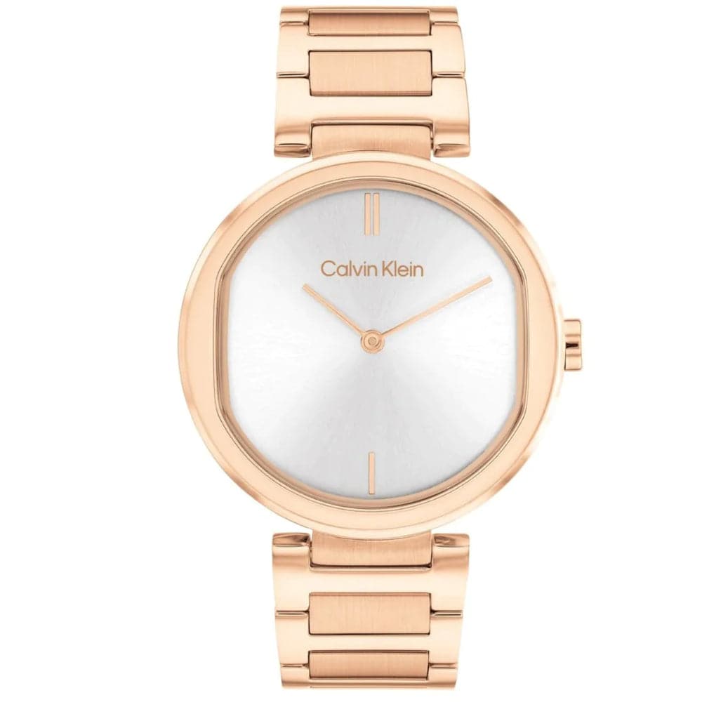 Calvin Klein Silver Dial Rose Gold Stainless Steel Strap Women Watch 25200253