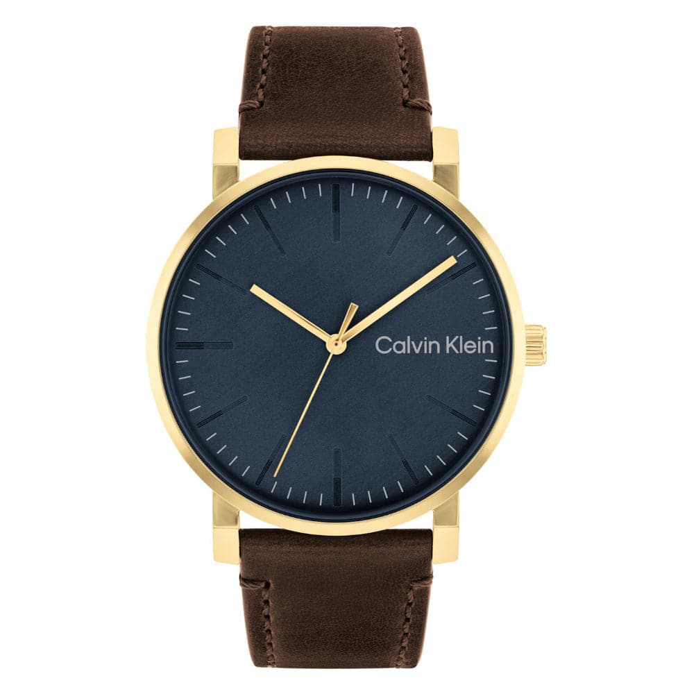 Calvin Klein Blue Dial Brown Leather Strap Men Watch 25200261