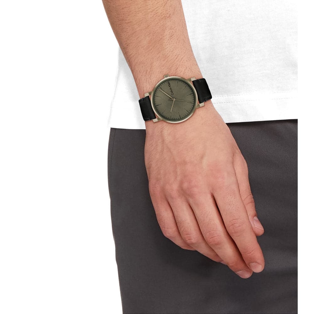 Calvin Klein Analog Black Leather Strap Men Watch 25200263