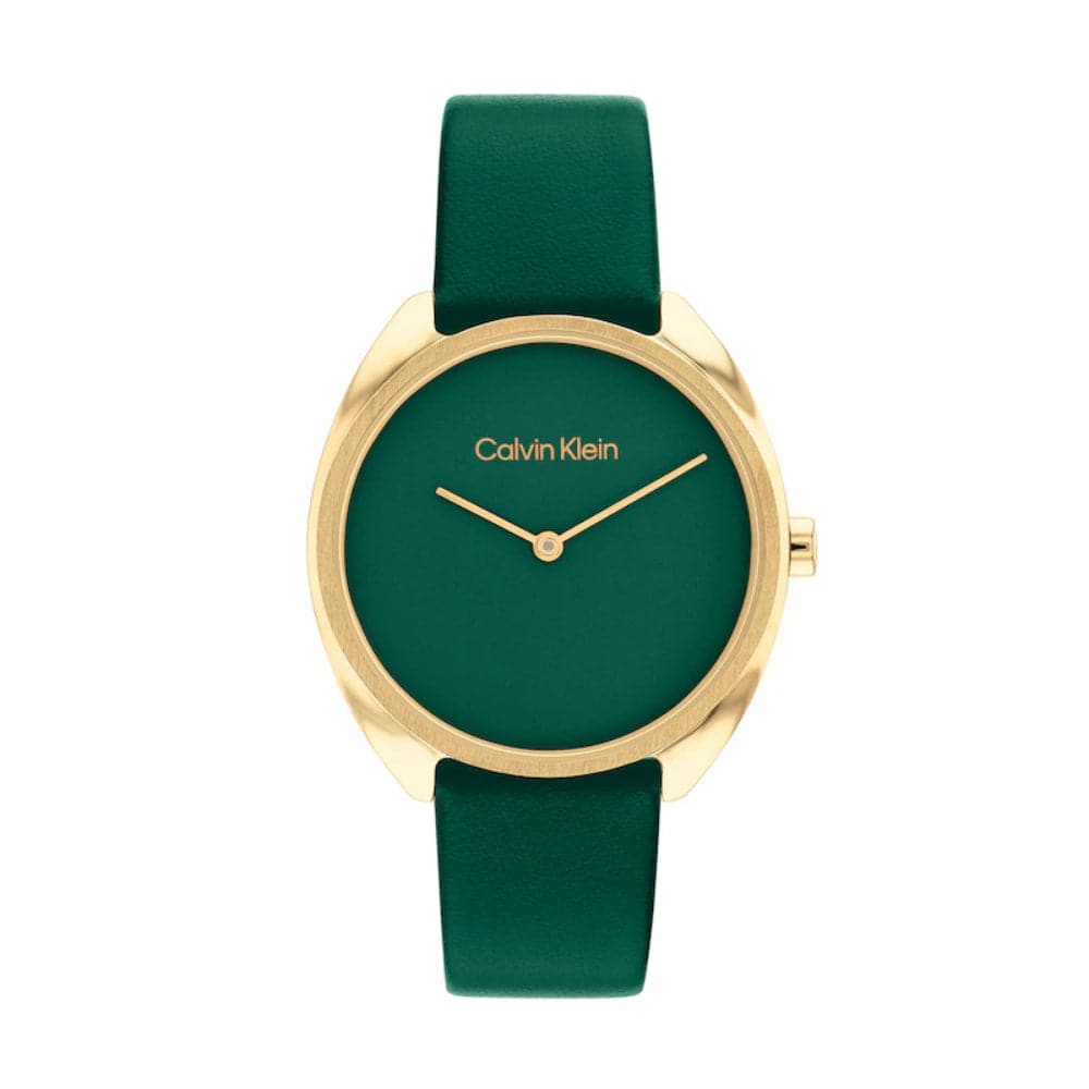 Calvin Klein Green Dial & Leather Strap Women Watch 25200273