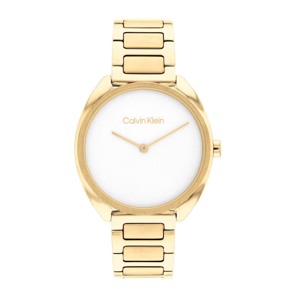 Calvin Klein White Dial Gold Stainless Strap Women Watch 25200276