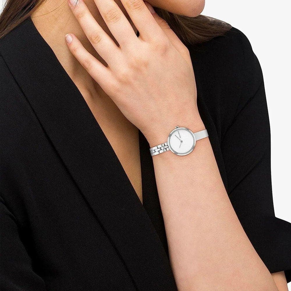 Calvin Klein White Dial Silver Stainless Steel Strap Women Watch 25200278