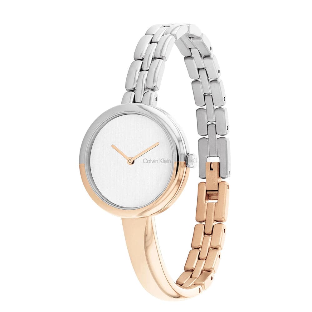 Calvin Klein White Dial Two Tone Stainless Steel Strap Women Watch 25200281