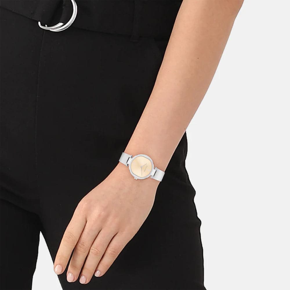 Calvin Klein Gold Dial Silver Stainless Steel Strap Women Watch 25200311