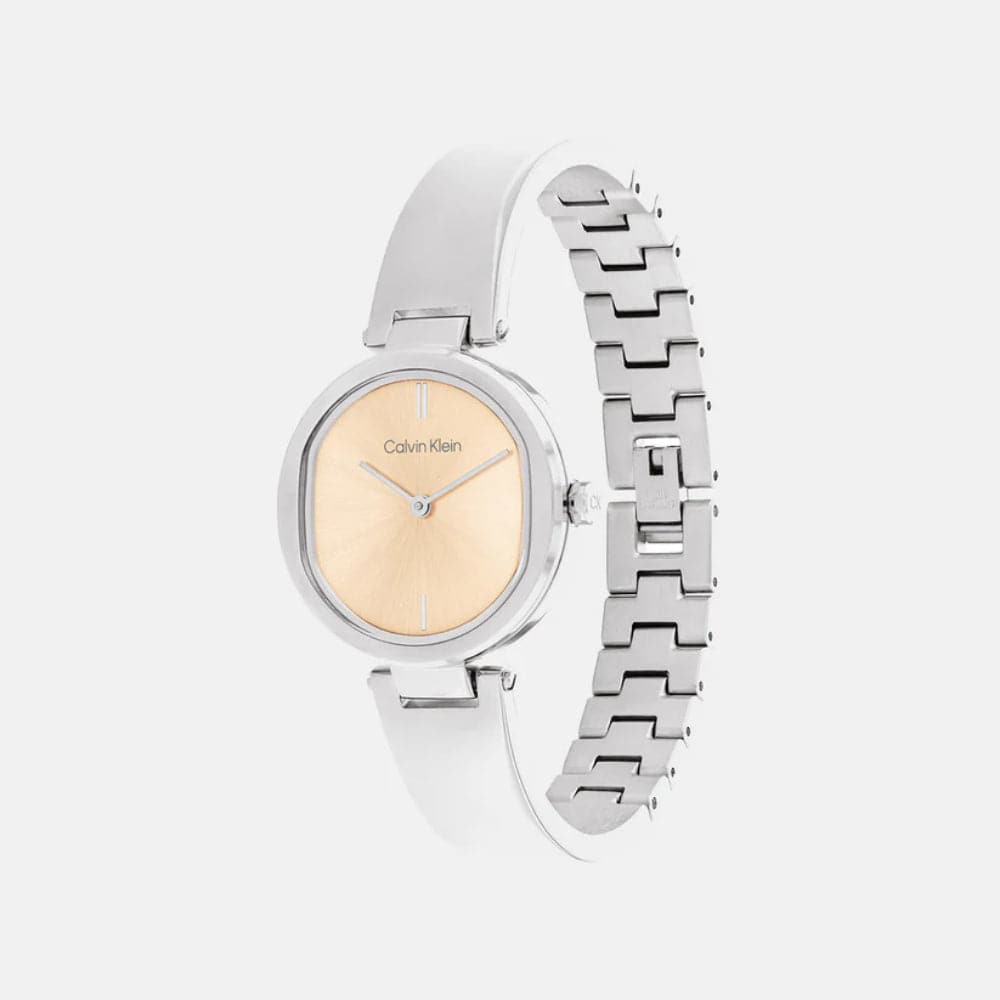 Calvin Klein Gold Dial Silver Stainless Steel Strap Women Watch 25200311