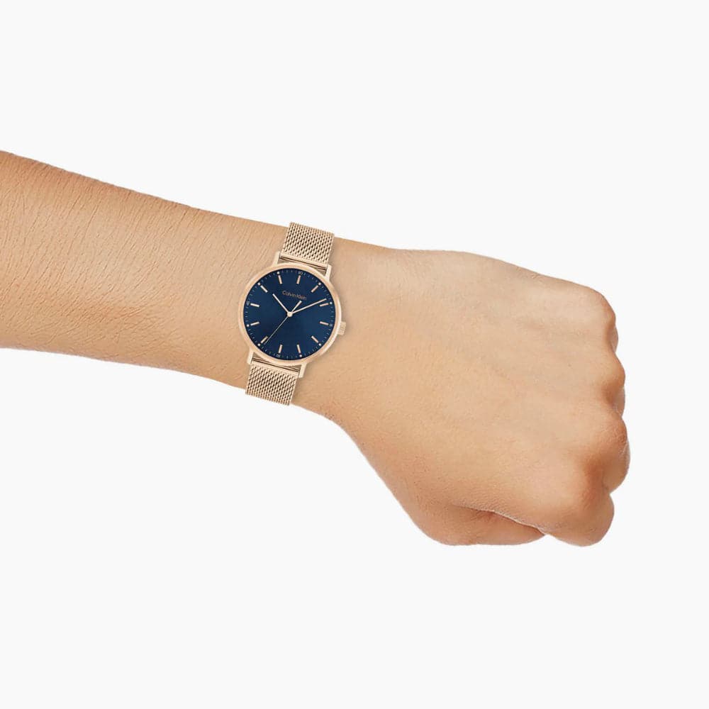 Calvin Klein Blue Dial Rose Gold Milanese Strap Men Watch 25200314