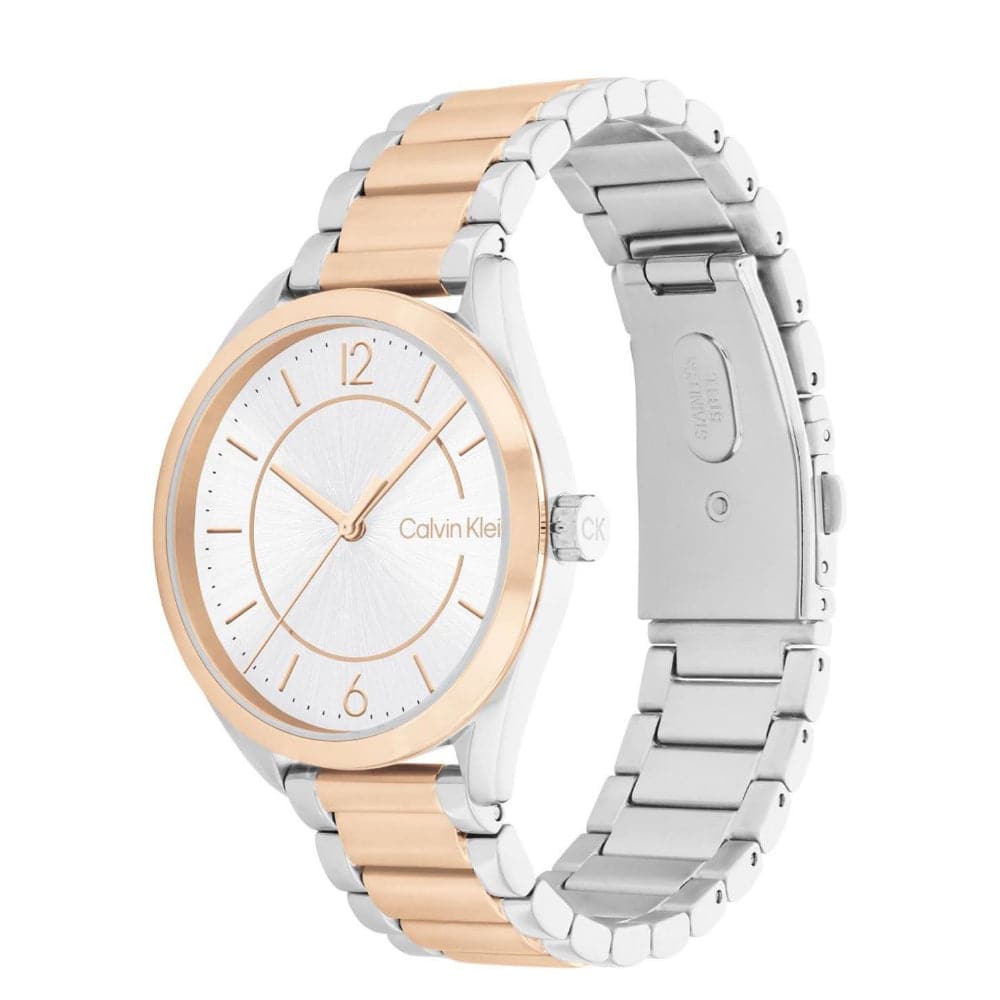 Calvin Klein White Dial Two-Tone Stainless Steel Strap Women Watch 25200317