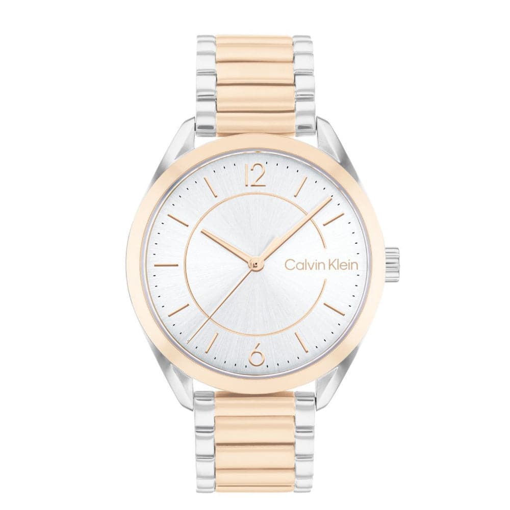 Calvin Klein White Dial Two-Tone Stainless Steel Strap Women Watch 25200317