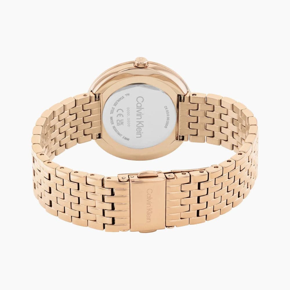 Calvin Klein Silver Dial Rose Gold Stainless Steel Strap Women Watch 25200322