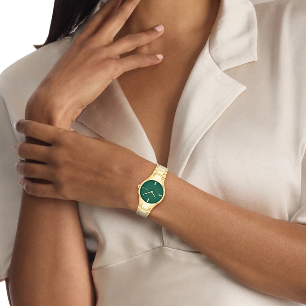 Calvin Klein Green Dial Gold Stainless Steel Strap Women Watch 25200333