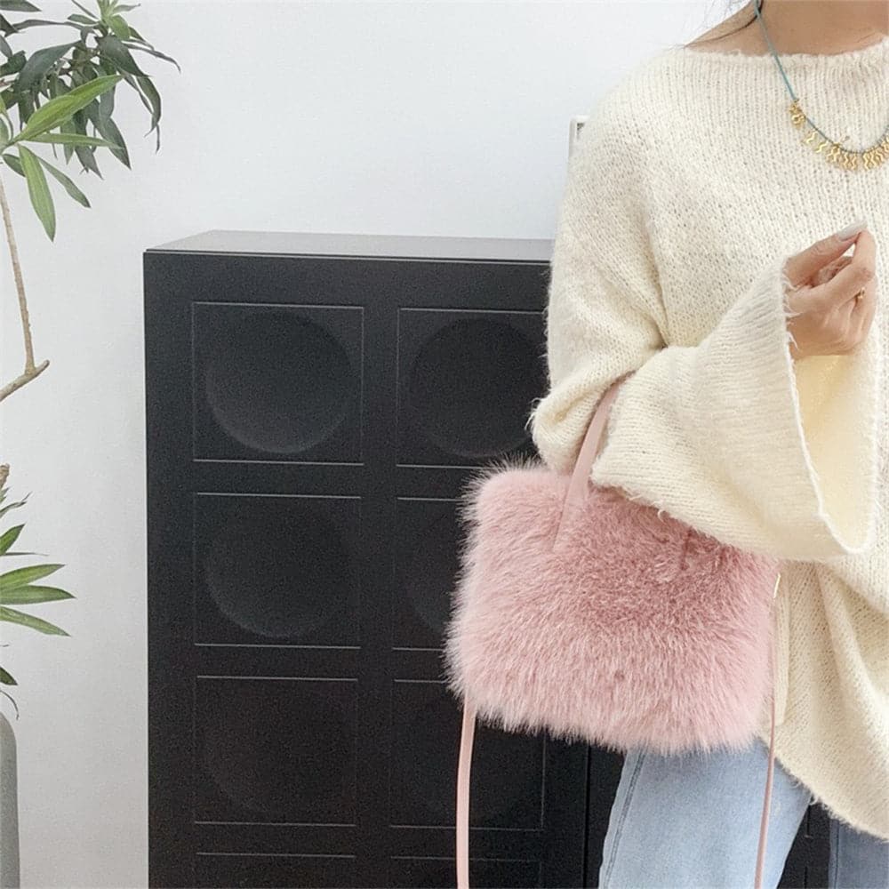 AG Collective Top Handle Fluffy Crossbody Women's Shoulder Bag