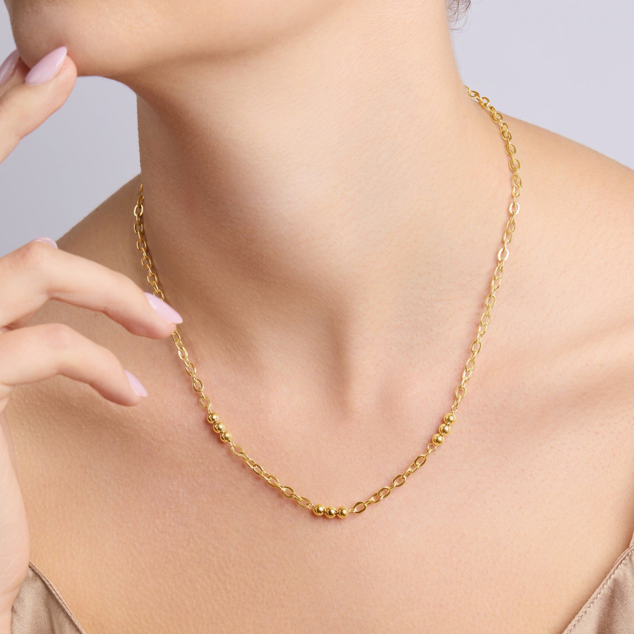 Serene Bead Chain Necklace 45cm in 9kt Yellow Gold