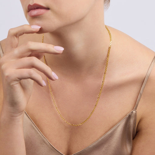 55cm Diamond Cut Figaro Chain in 9kt Yellow Gold