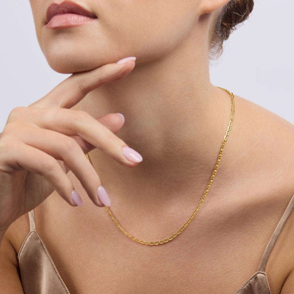 45cm Bevelled Anchor Chain in 9kt Yellow Gold