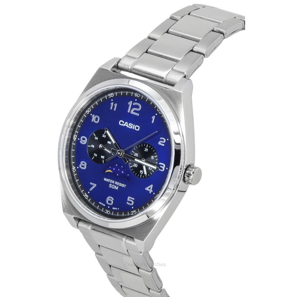 Casio General Moon Phase Silver Stainless Steel Strap Unisex Watch MTP-M300D-2AVDF