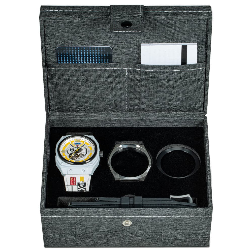 Infantry The Macross Roy Fokker Limited Edition Leather & Silicone Strap Men Watch MOD42-MAC-SET-Y-C