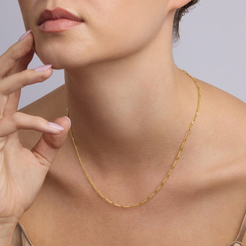 9kt Yellow Gold Figaro 3/1 Chain Necklace 45cm