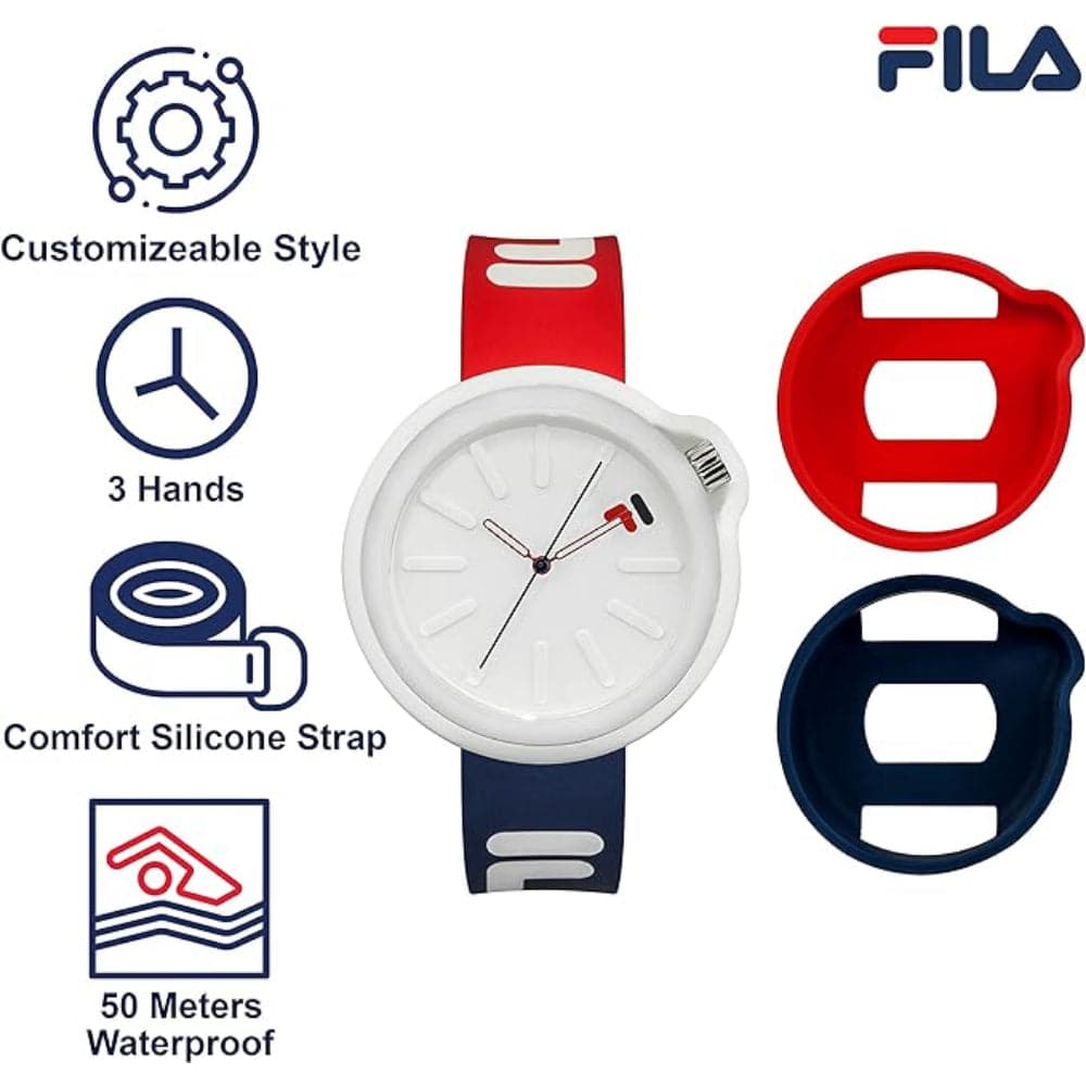 Fila Sports White Dial Two-Tone Silicone Strap Unisex Watch 38-315-001DBRD
