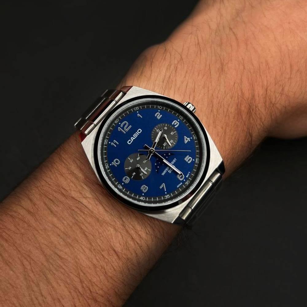 Casio General Moon Phase Silver Stainless Steel Strap Unisex Watch MTP-M300D-2AVDF