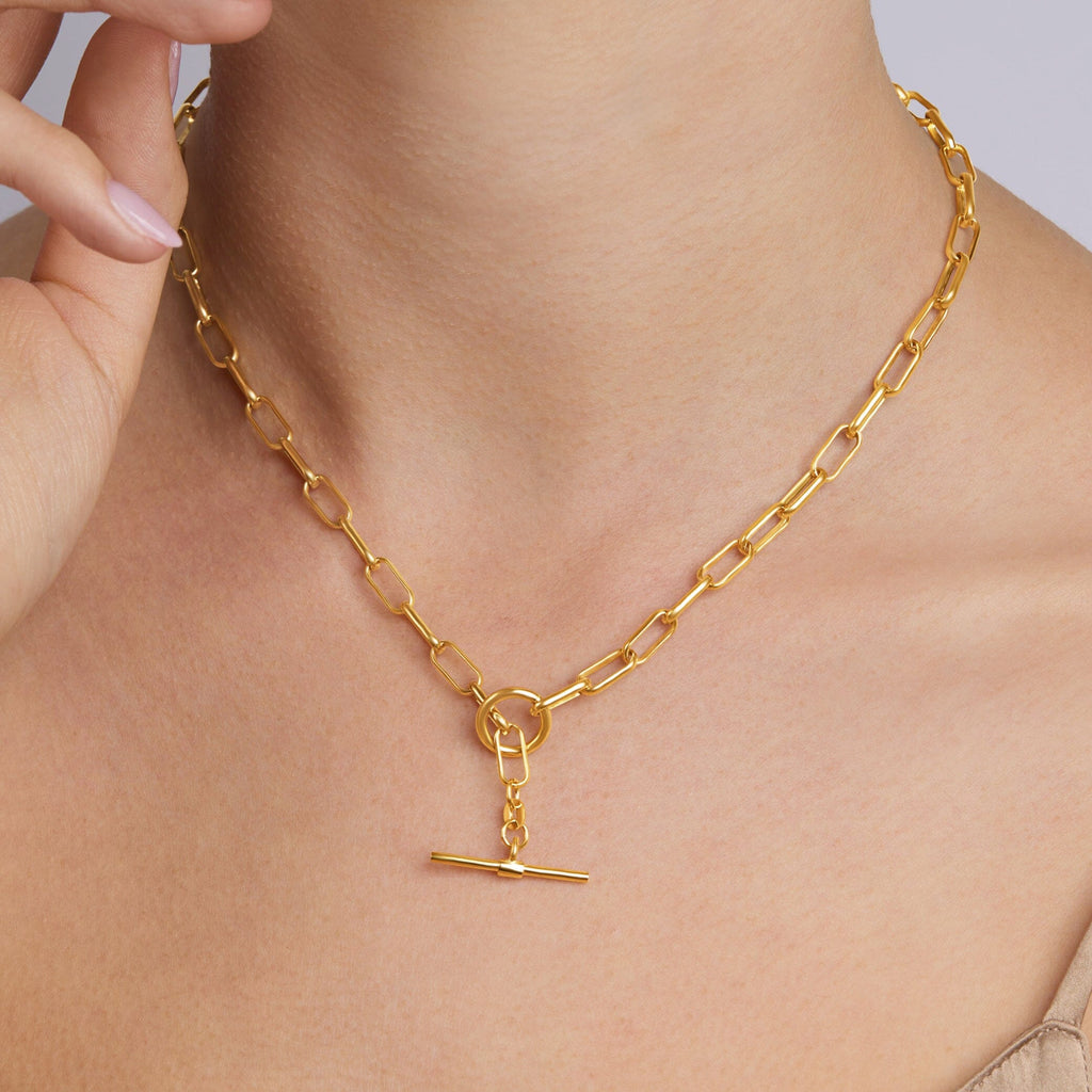 9kt Yellow Gold Silver Infused Paperclip Necklace