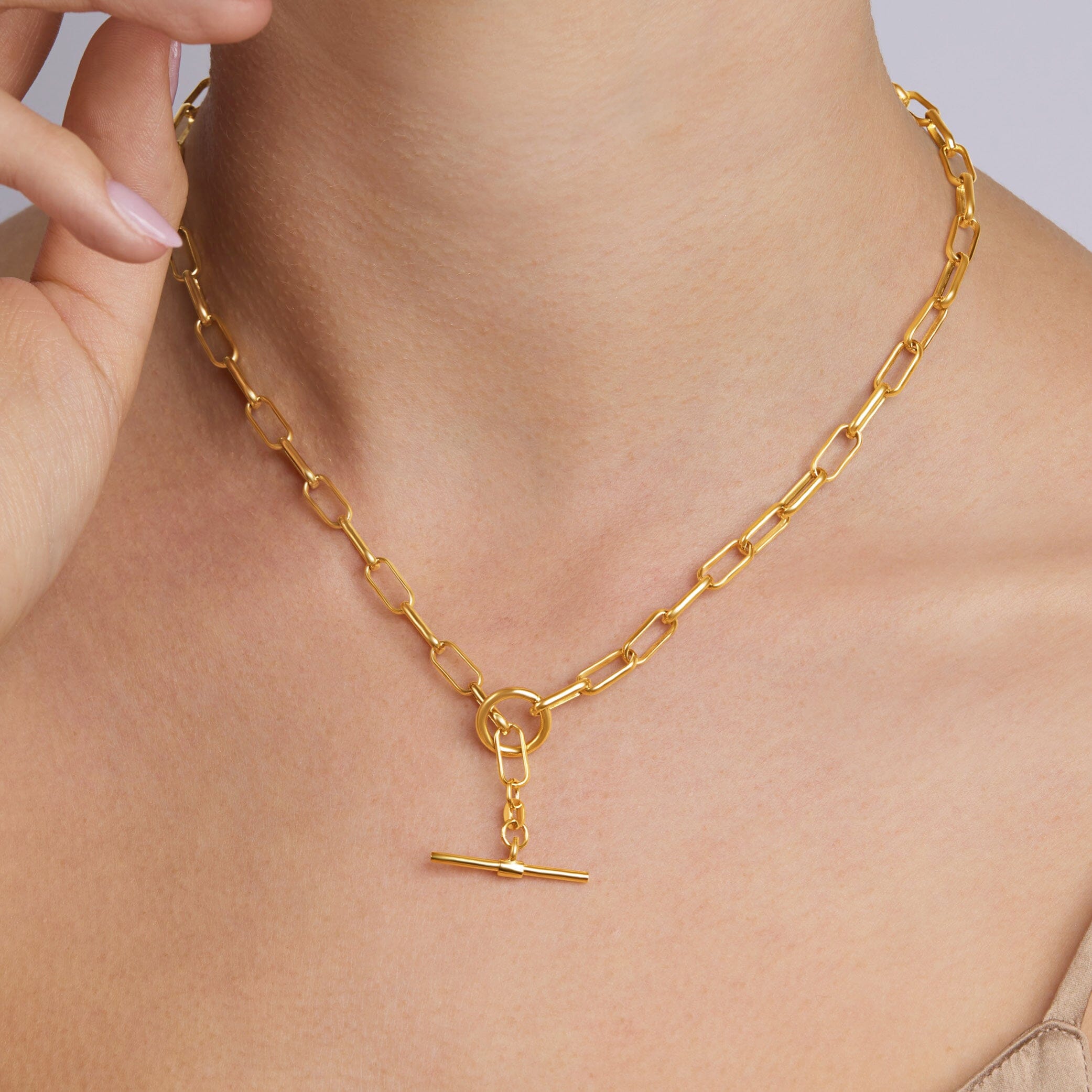 9kt Yellow Gold Silver Infused Paperclip Necklace