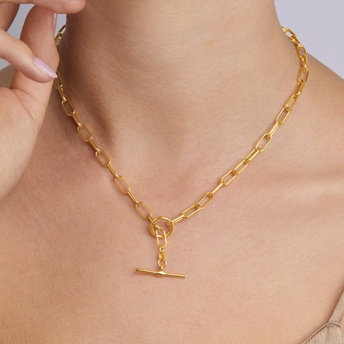 9kt Yellow Gold Silver Infused Paperclip Necklace