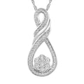 Fancy Flower Swirl Necklace with 0.08tw of Diamonds in Sterling Silver