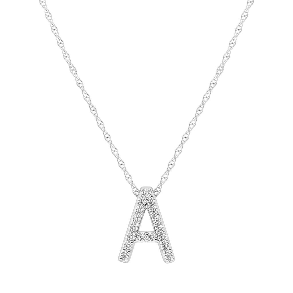 Diamond Initial E Slider Necklace in Sterling Silver