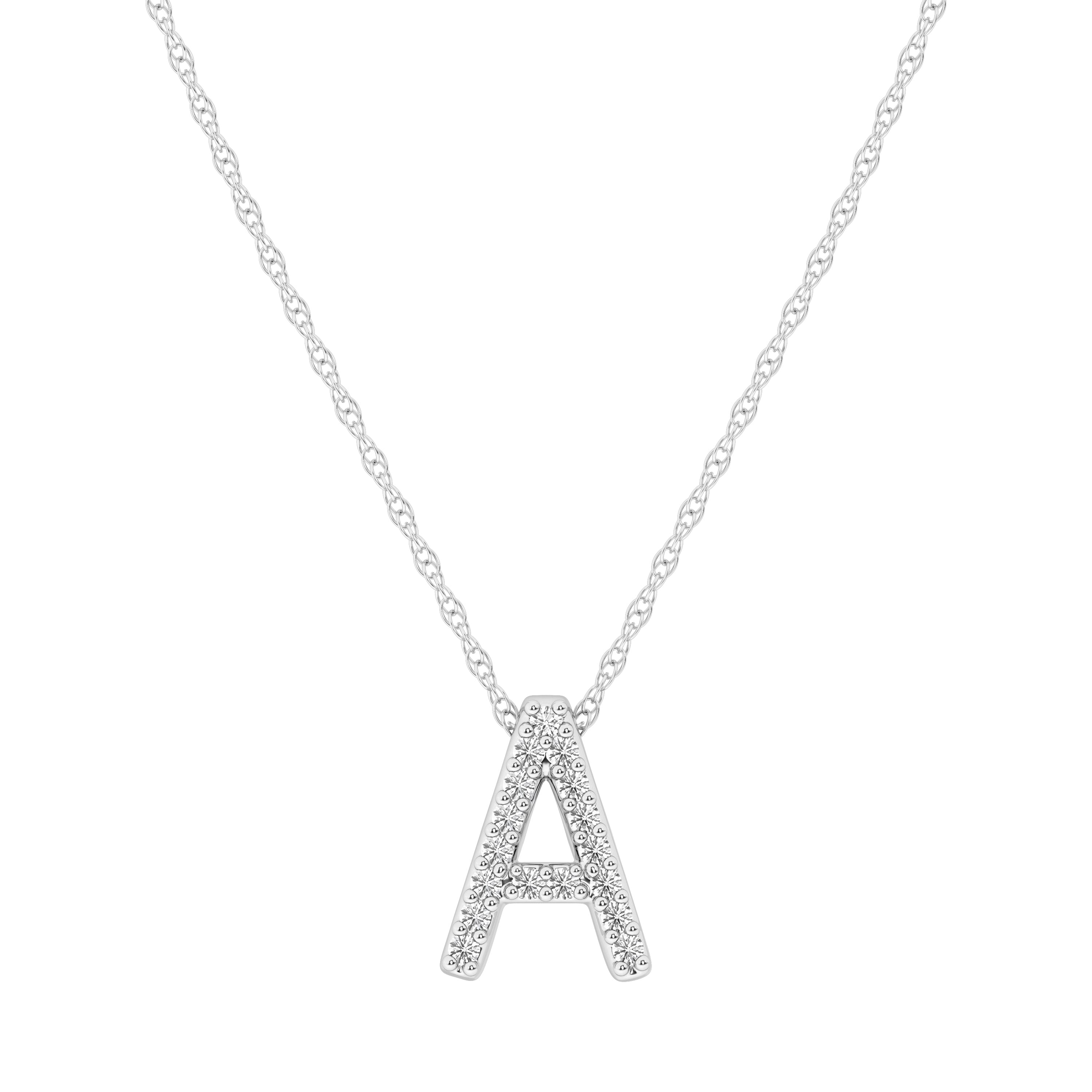 Diamond Initial E Slider Necklace in Sterling Silver