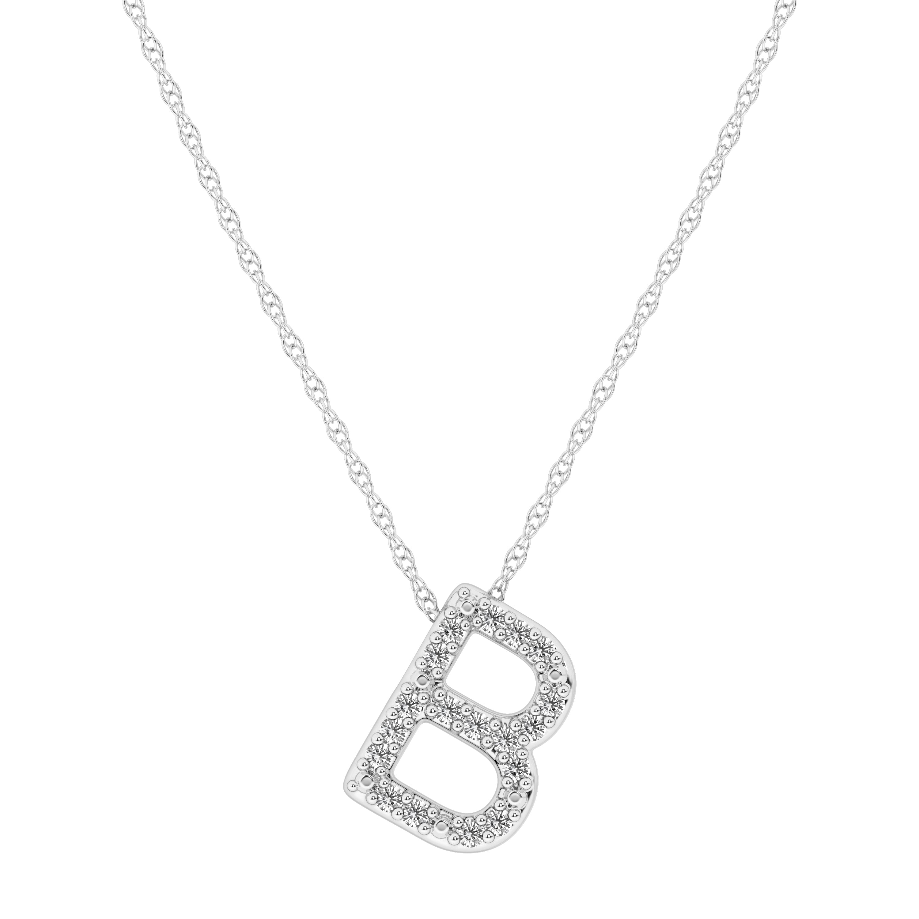 Diamond Initial E Slider Necklace in Sterling Silver