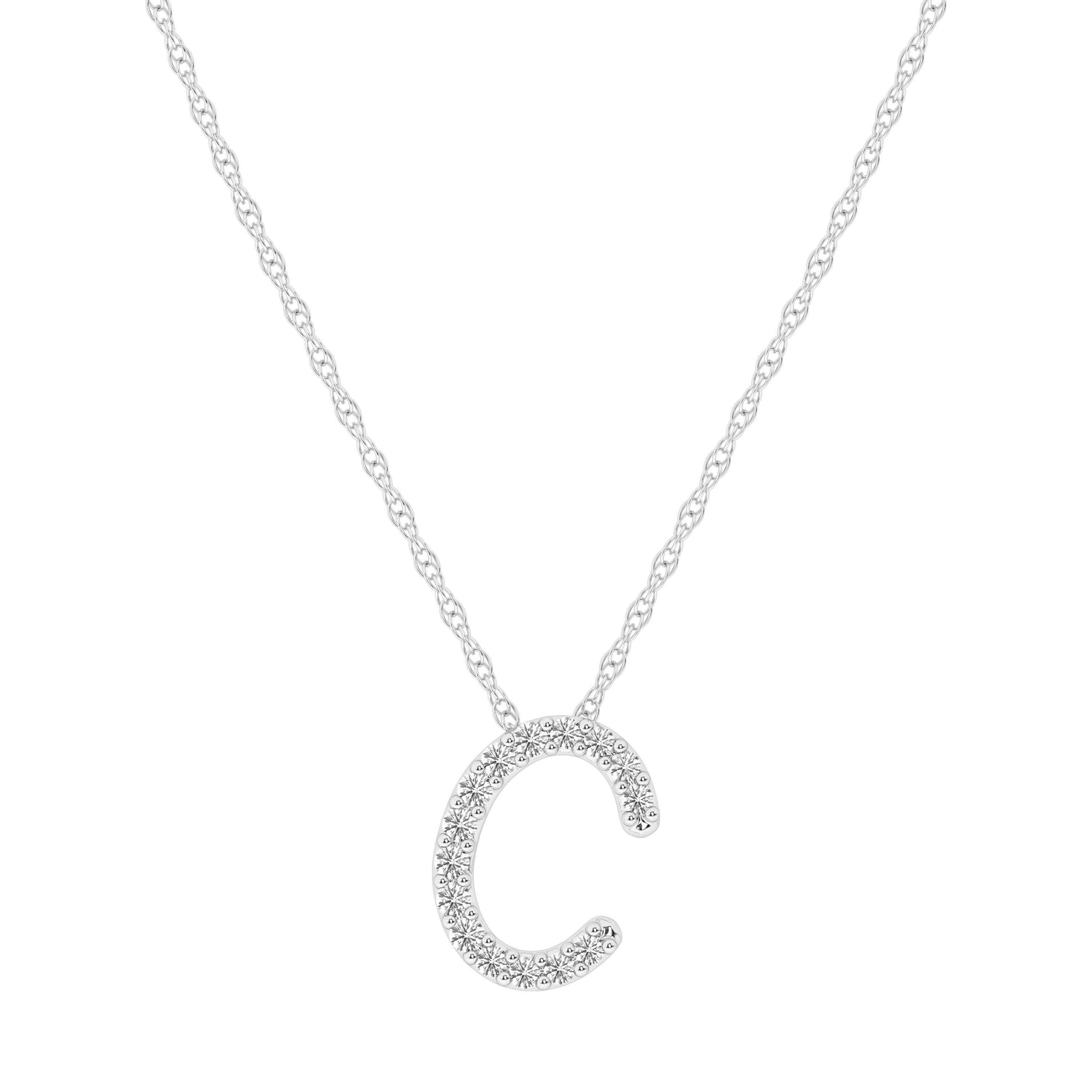 Diamond Initial E Slider Necklace in Sterling Silver