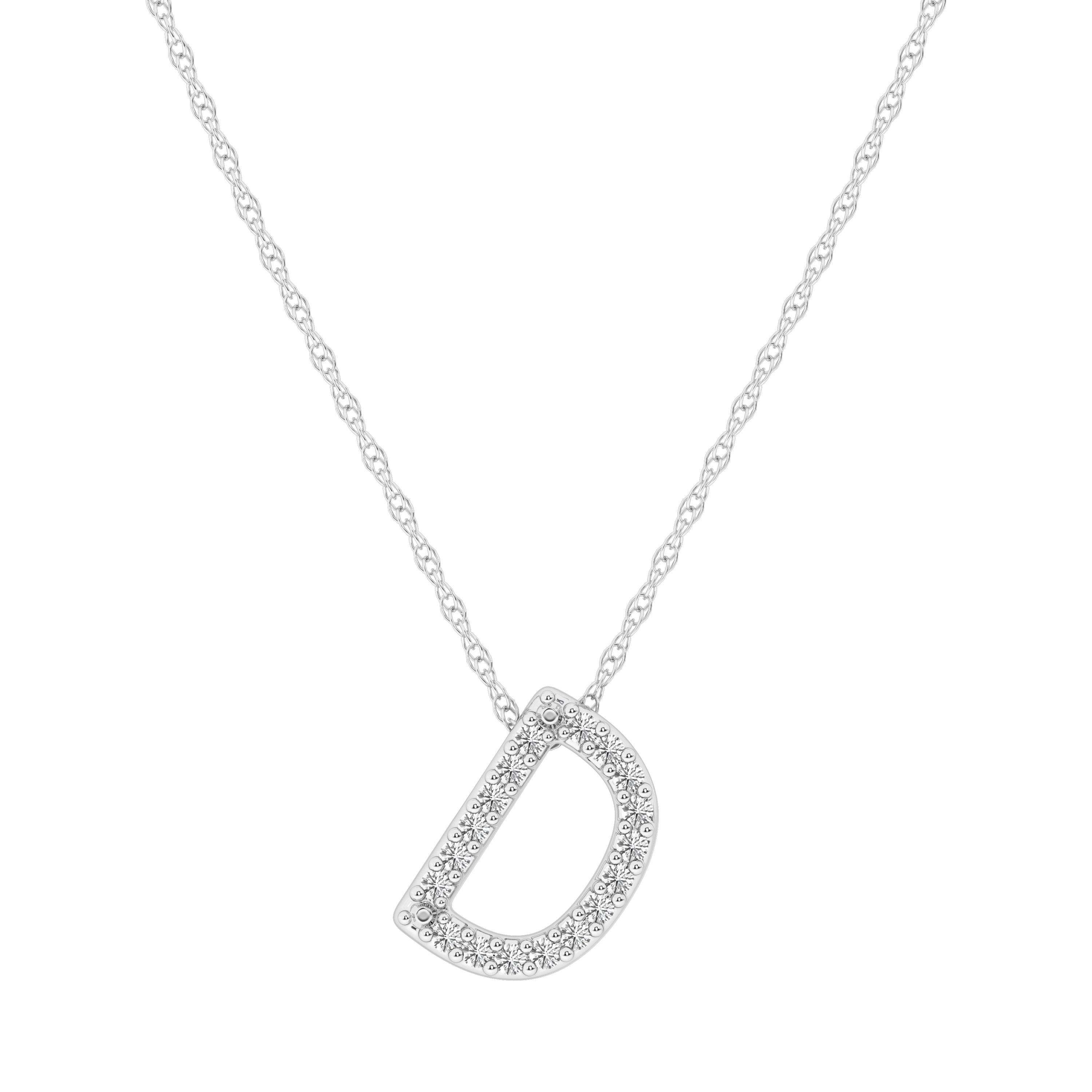 Diamond Initial E Slider Necklace in Sterling Silver