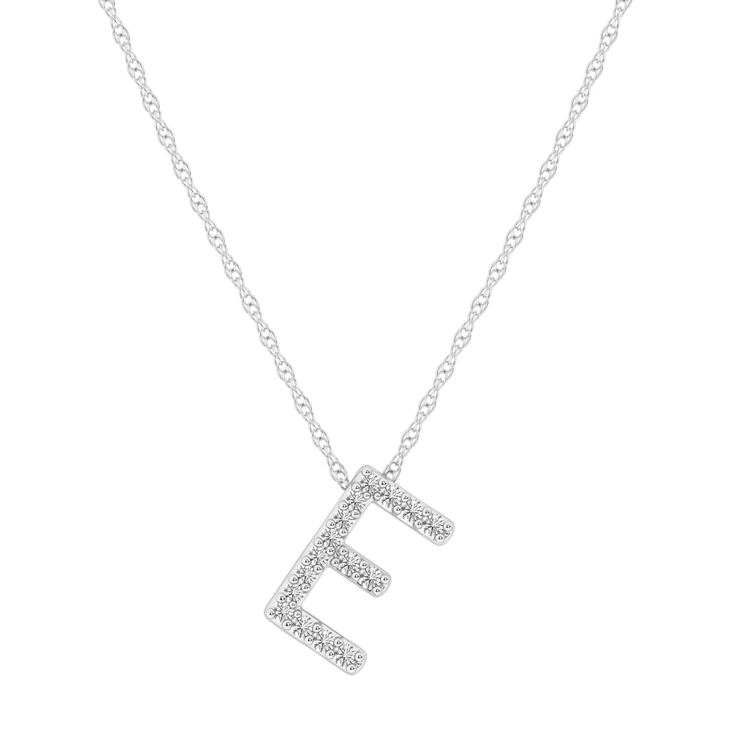 Diamond Initial E Slider Necklace in Sterling Silver