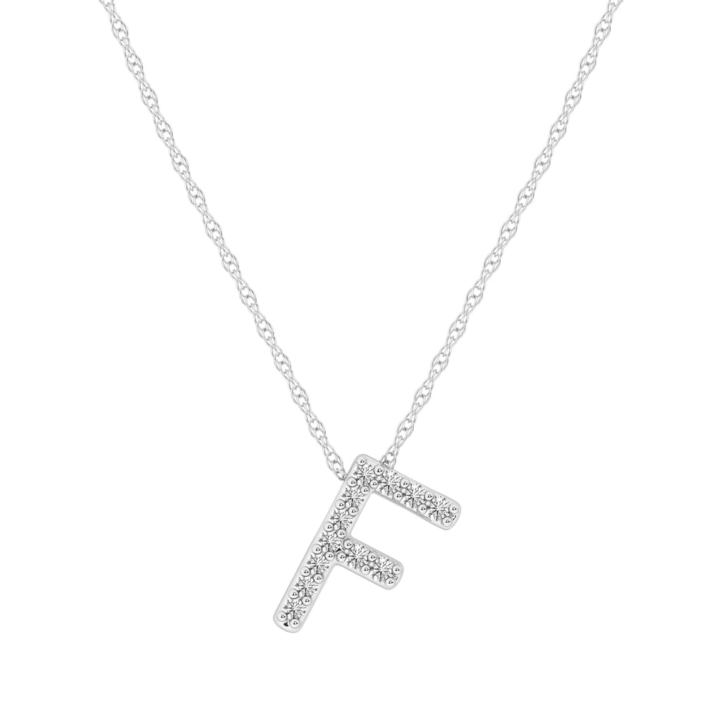 Diamond Initial E Slider Necklace in Sterling Silver
