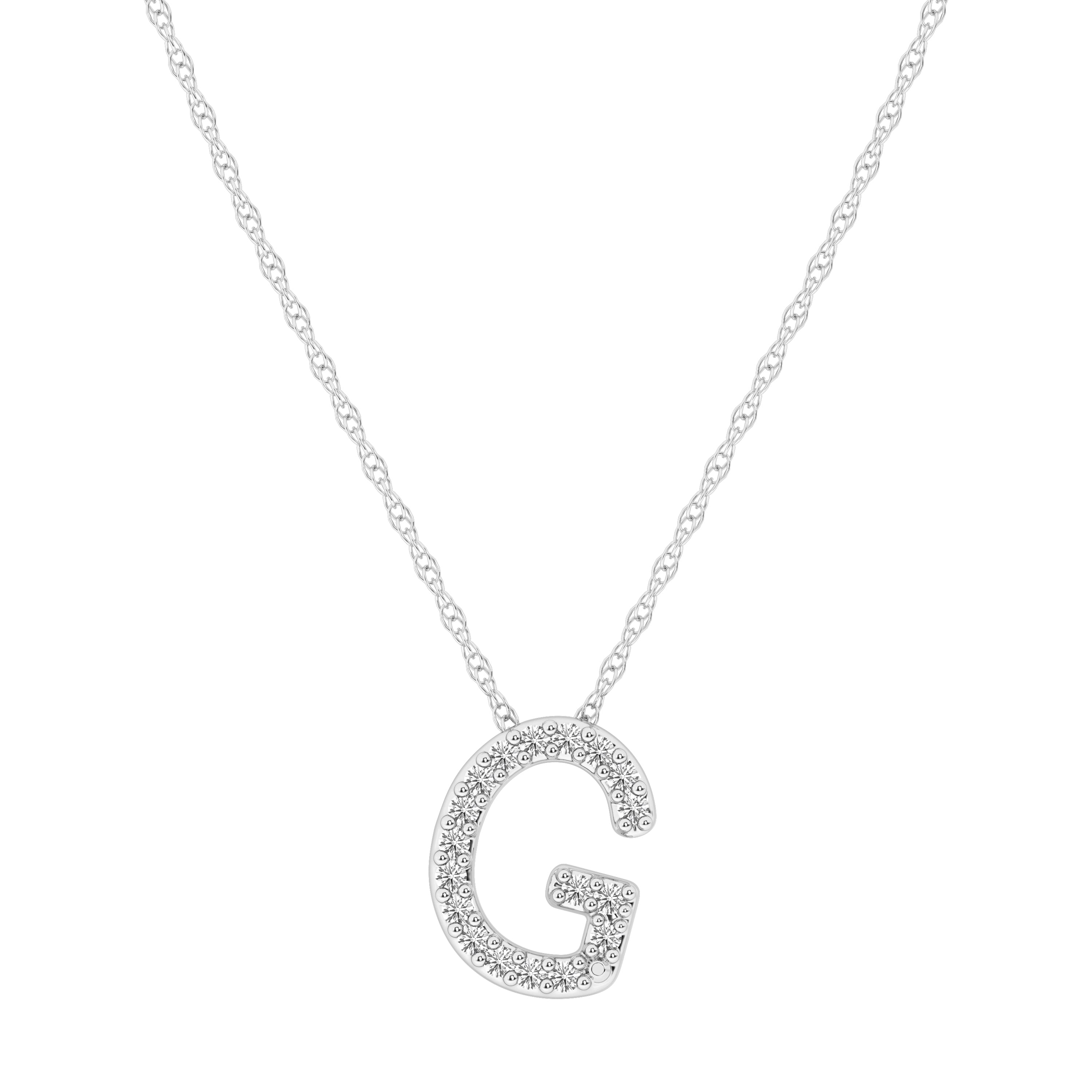 Diamond Initial E Slider Necklace in Sterling Silver