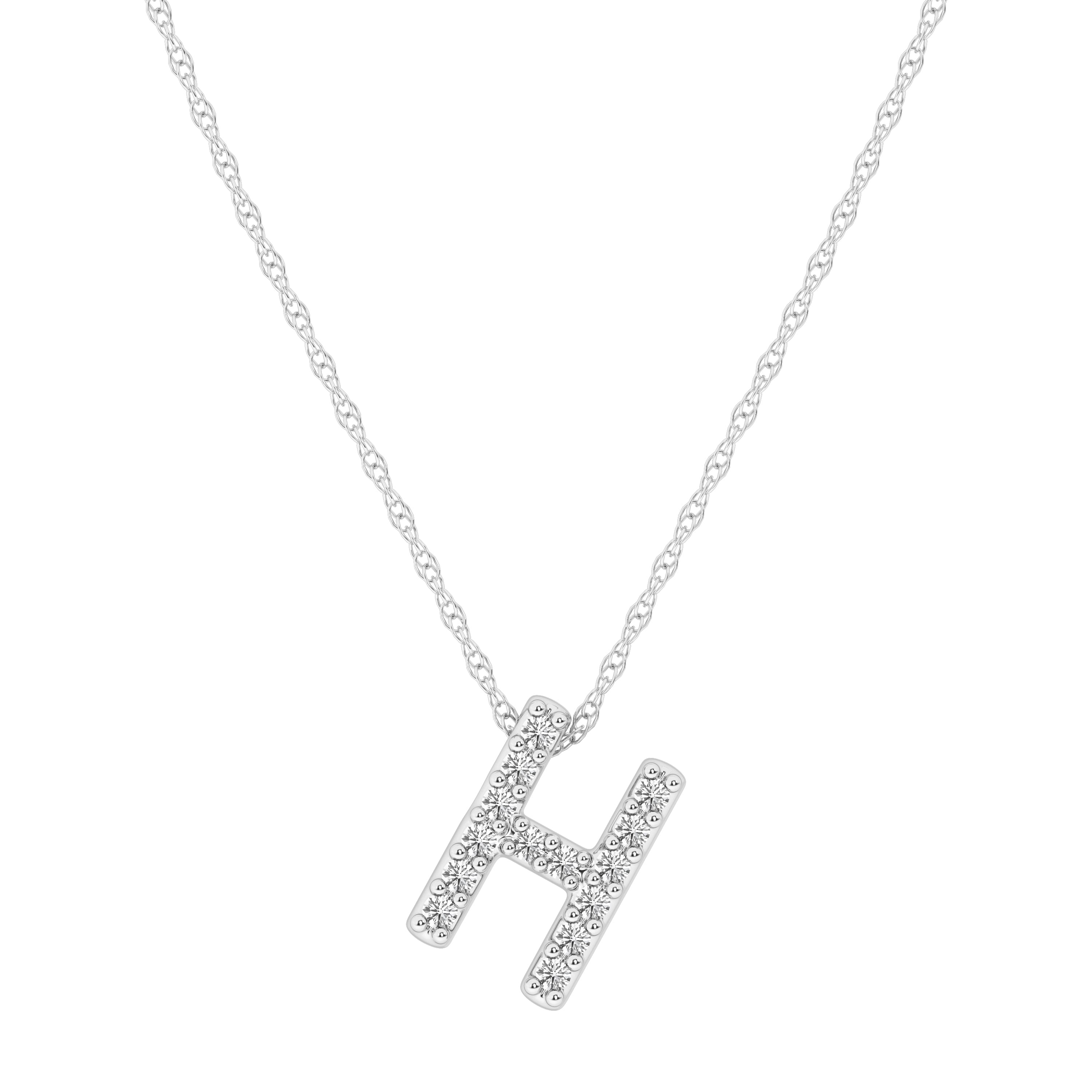 Diamond Initial E Slider Necklace in Sterling Silver