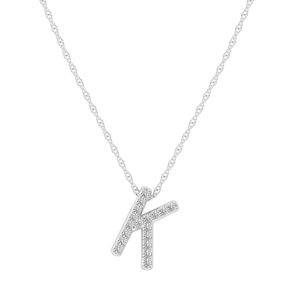 Diamond Initial E Slider Necklace in Sterling Silver