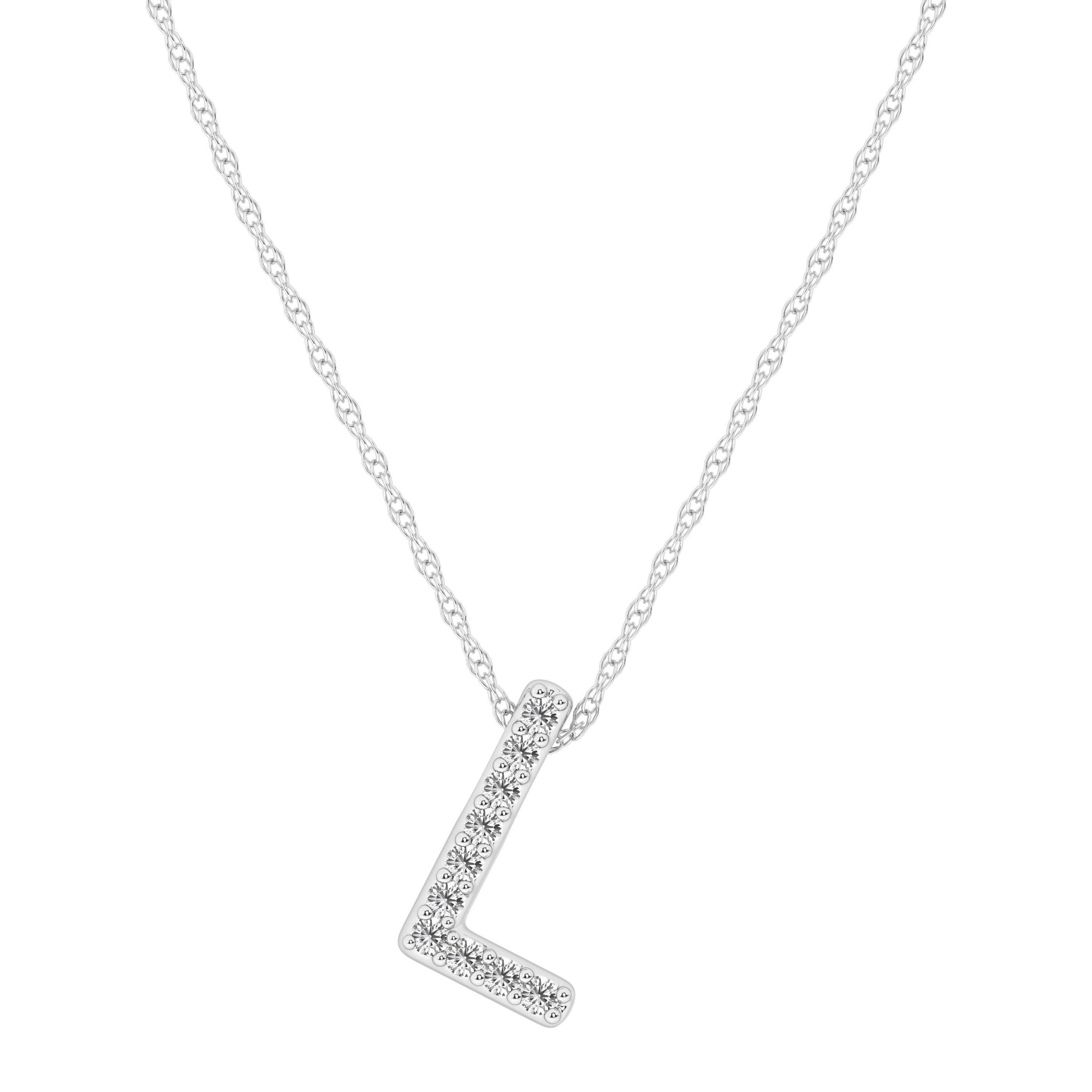 Diamond Initial E Slider Necklace in Sterling Silver