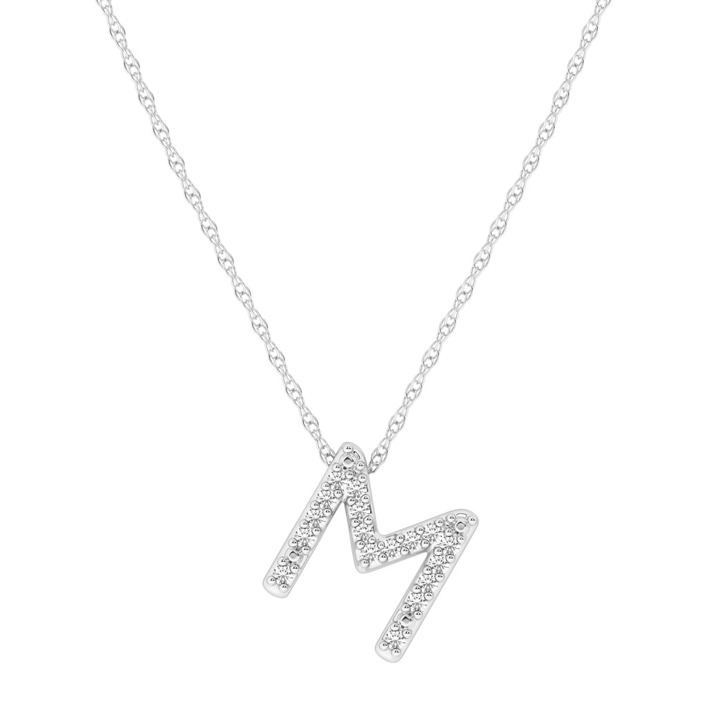 Diamond Initial E Slider Necklace in Sterling Silver